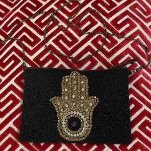 Stunning HandBeaded Sparkling Crystal Hamsa Bag NeverUsed